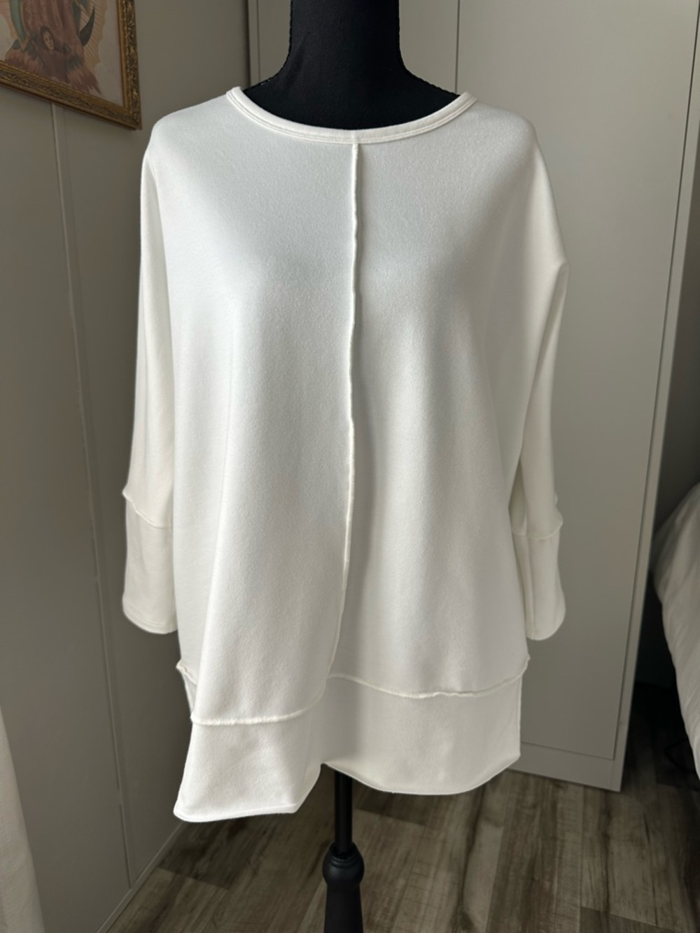 SPANX White Layered-Hem Long Sleeve Top
